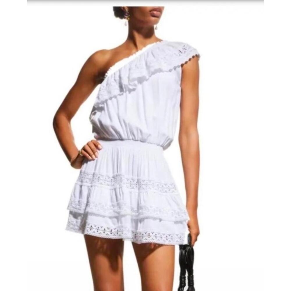 Melissa Odabash Salma one shoulder white summer mini dress S